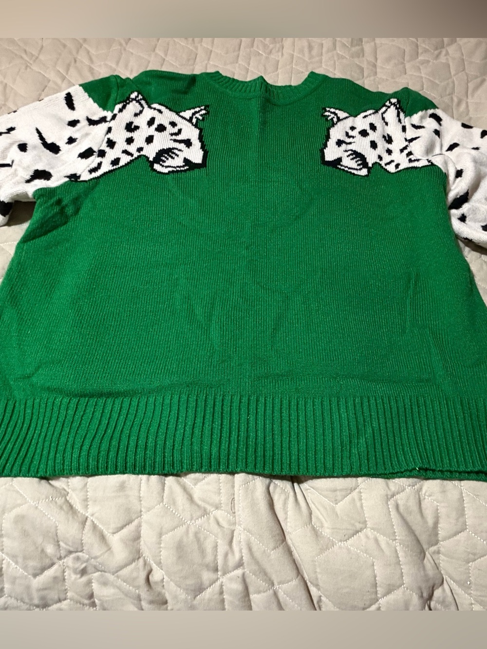 Green leopard sweater
